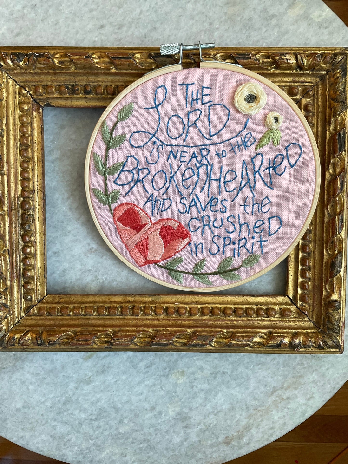 Hand Embroidery PDF Pattern DIY | Lord is Near the Brokenhearted | Psalm 34:18 | Uplifting miscarriage Gift Infant Loss | Christian Wall Art