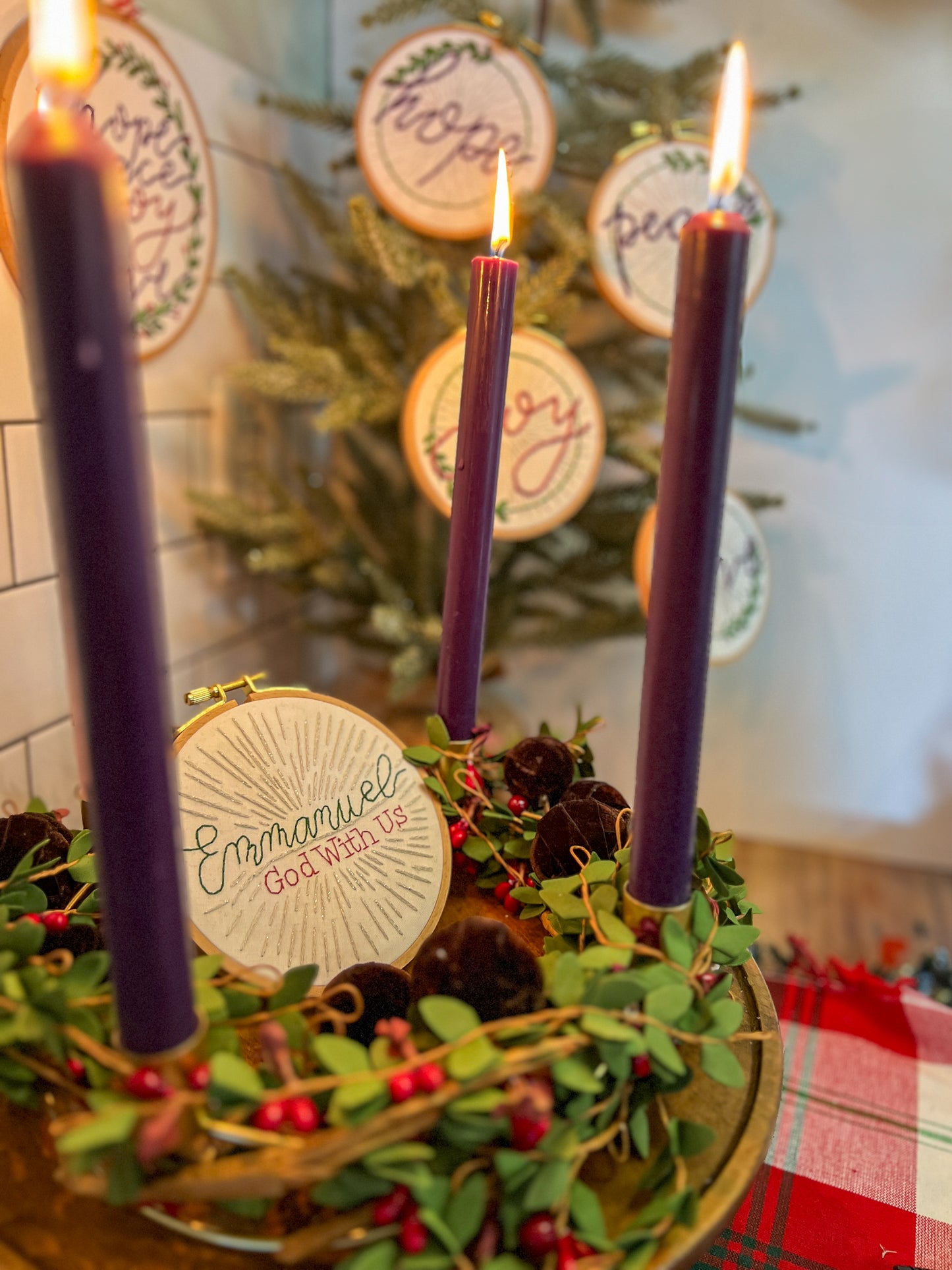 PDF Pattern for the Complete Embroidered Advent Wreath