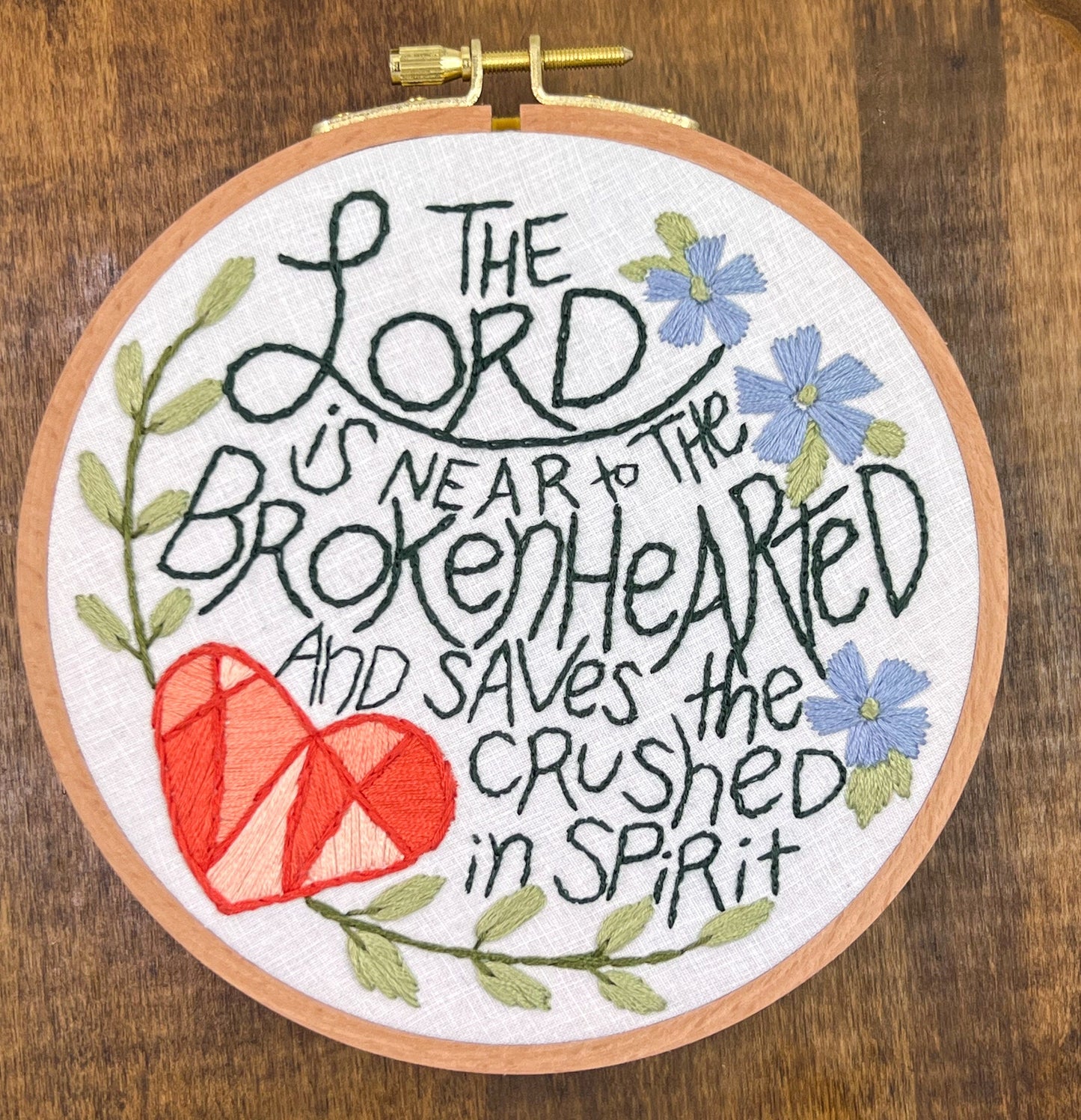 Hand Embroidery FULL kit DIY | Lord is Near to the Brokenhearted | Psalm | Miscarriage Comfort Gift Infant Loss | Beginner Friendly Craft