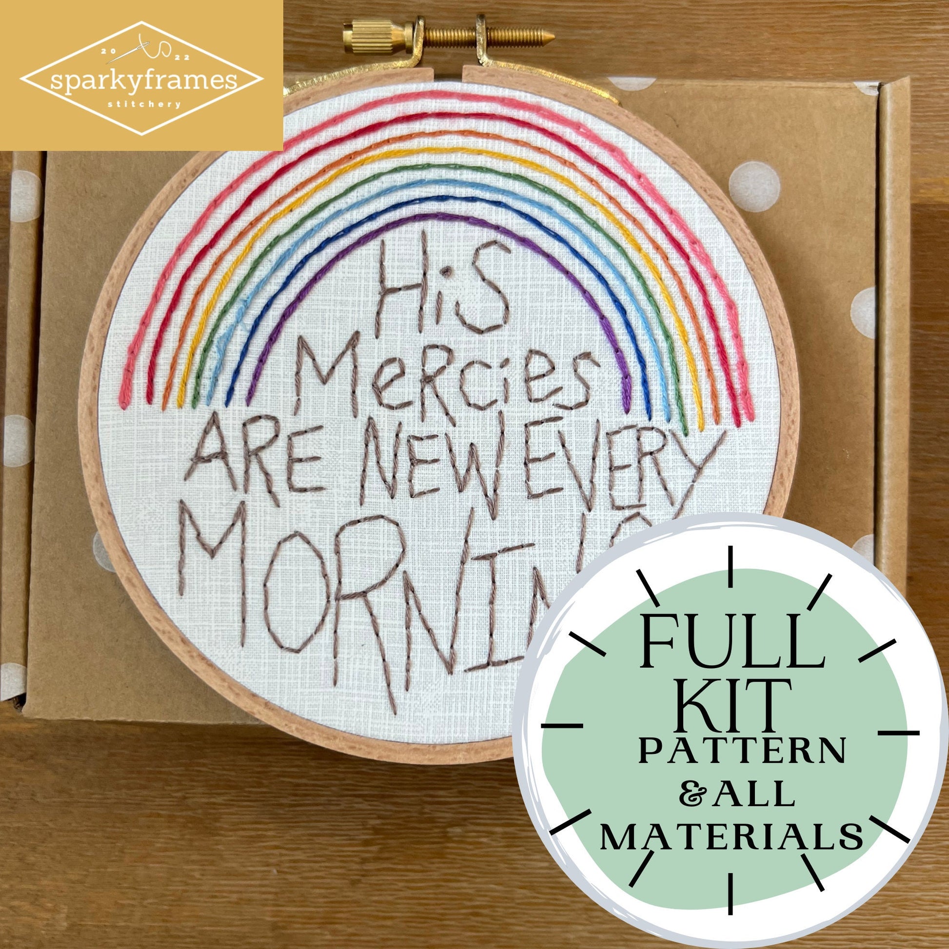 FULL DIY Embroidery Kit | Rainbow | Your Mercies are New Every Morning | Learn to Hand Embroider instructions & Videos | Mental Health Break