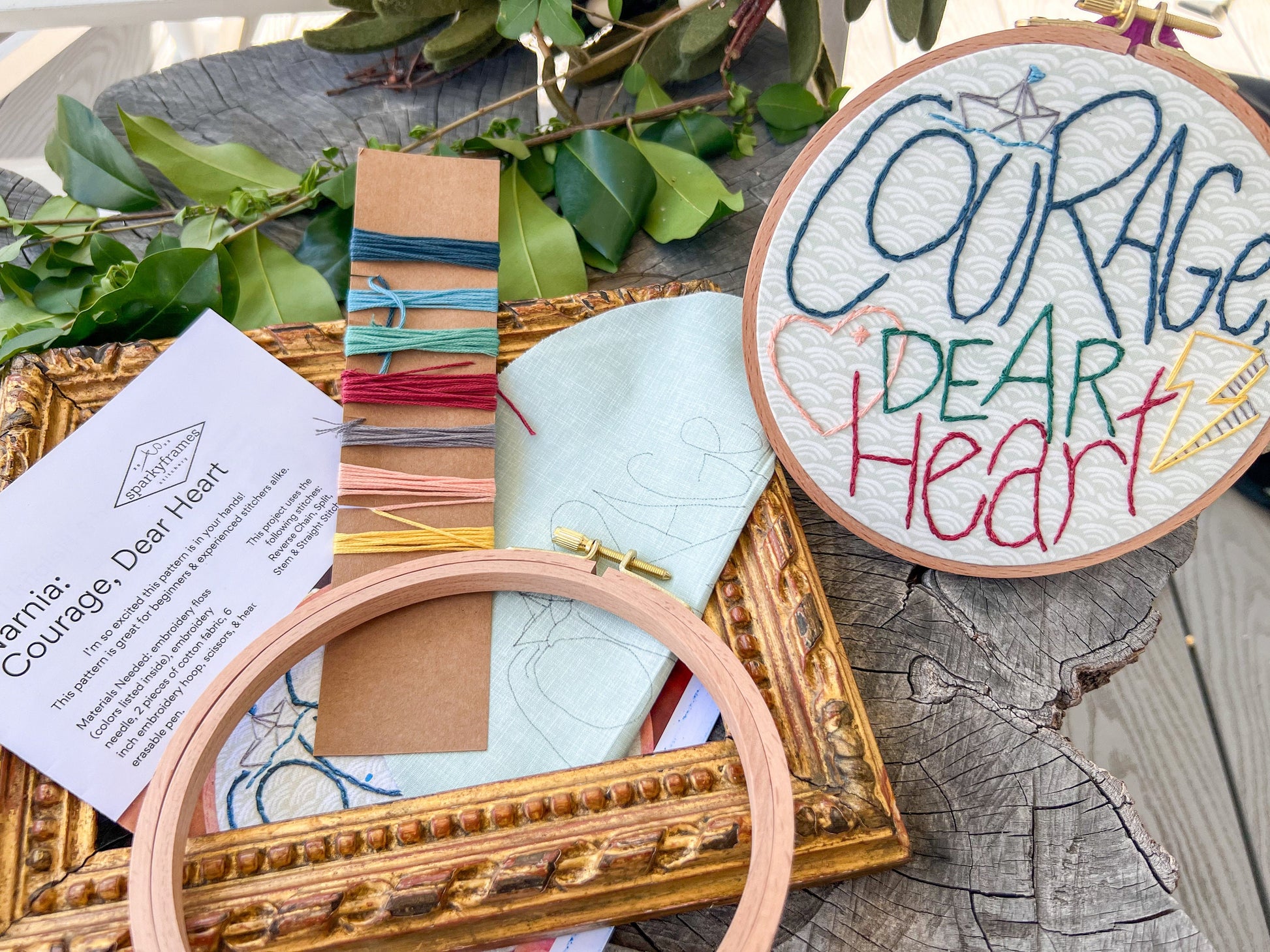 Hand Embroidery FULL kit DIY | CS Lewis Chronicles of Narnia | Courage Dear Heart Quote | Beginner Friendly Craft Kit | Lion Witch Wardrobe