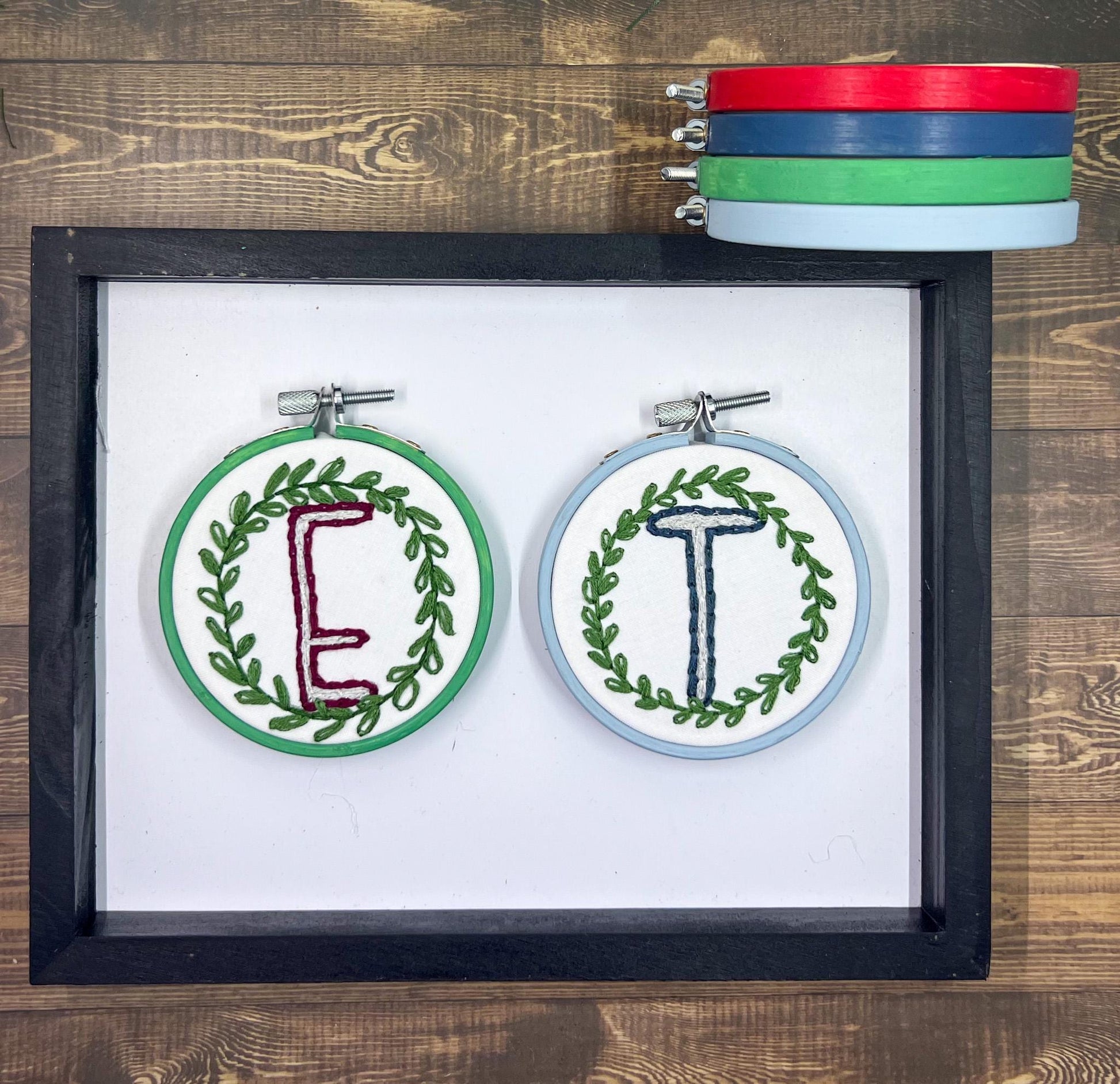 DIY Personalized Hand Embroidered Alphabet Initial Monogram Christmas Tree Ornament Kit – Complete with All Supplies - Ready to Stitch