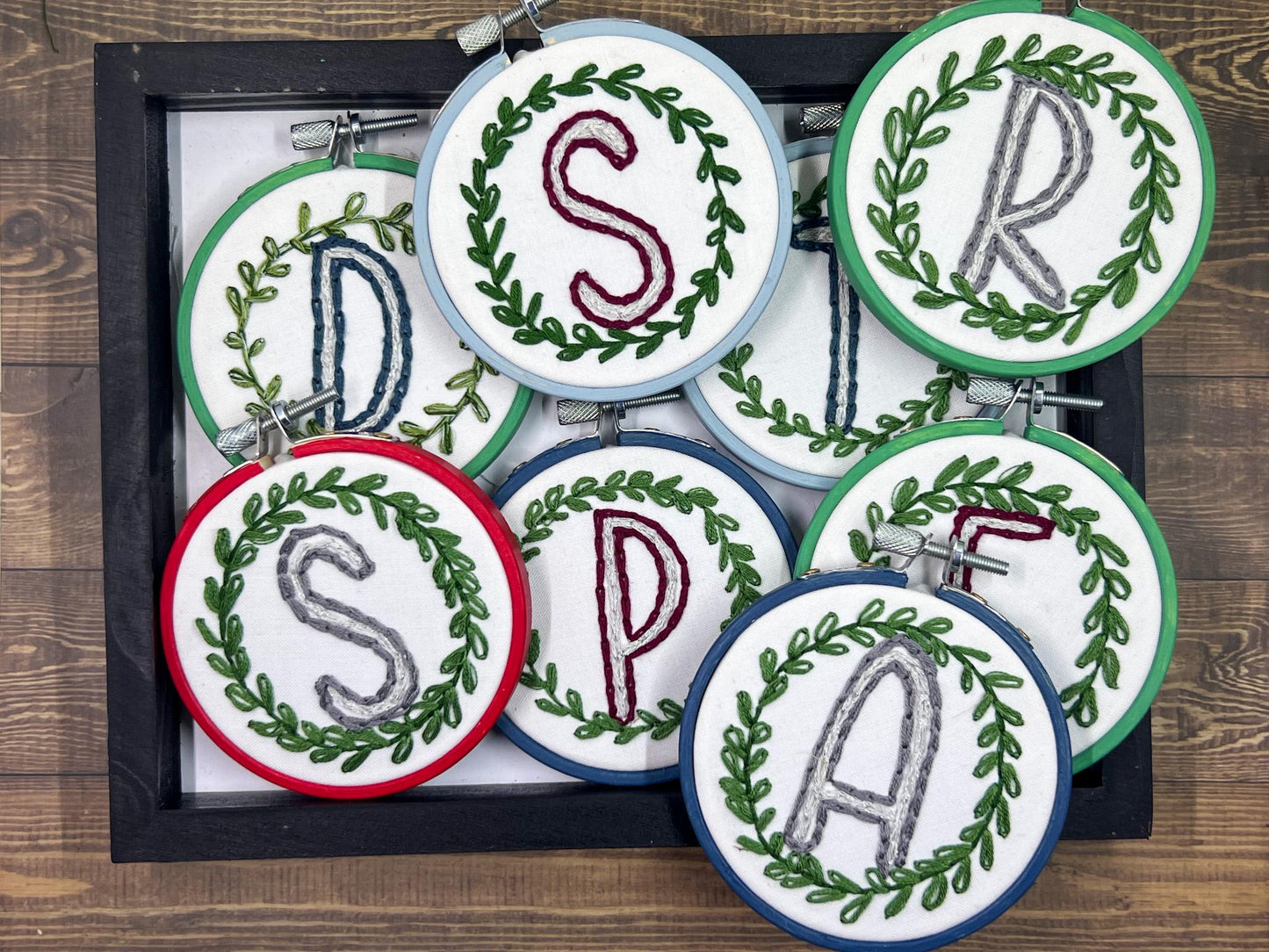 DIY Personalized Hand Embroidered Alphabet Initial Monogram Christmas Tree Ornament Kit – Complete with All Supplies - Ready to Stitch