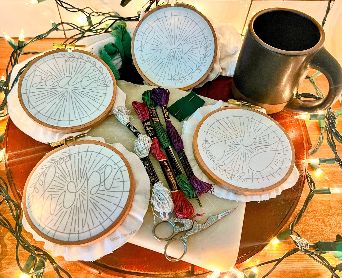 Advent Wreath | Hand Embroidery Kit with 4 Hoops | DIY Christmas Craft for Beginners | Mindful Advent Project | Mental Health Break