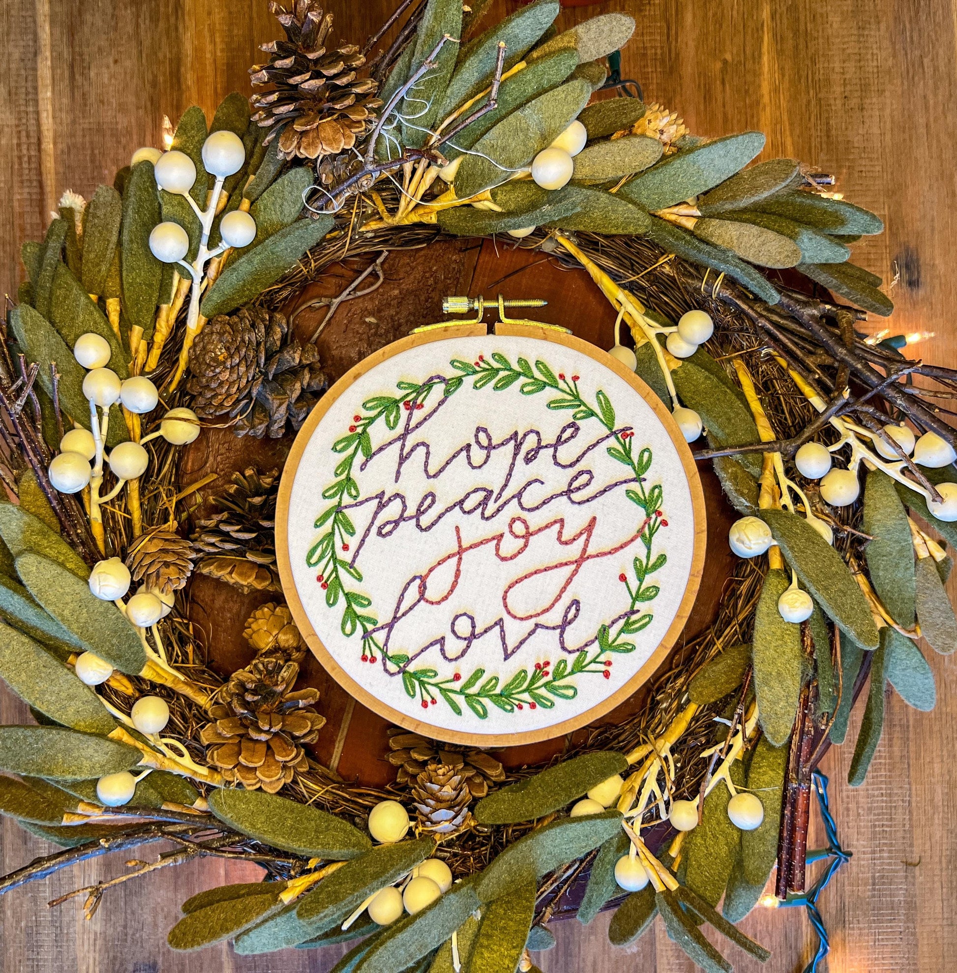 Complete Advent Wreath Embroidery PDF Patterns - Instant Download for 4 Advent Ornament Hoops, with Bonus 5th Candle & 6-Inch Wreath