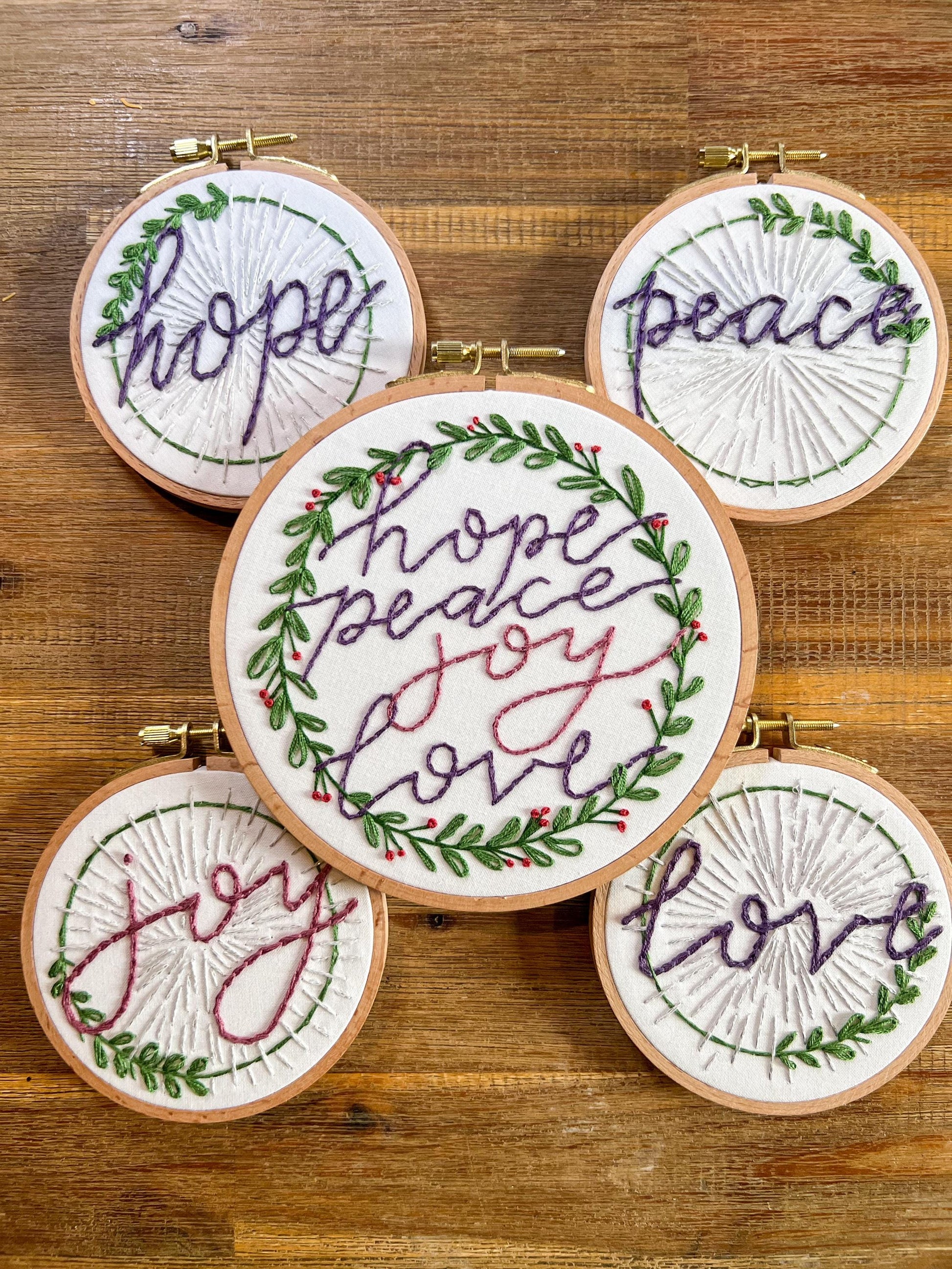 Advent Wreath | Hand Embroidery Kit with 4 Hoops | DIY Christmas Craft for Beginners | Mindful Advent Project | Mental Health Break