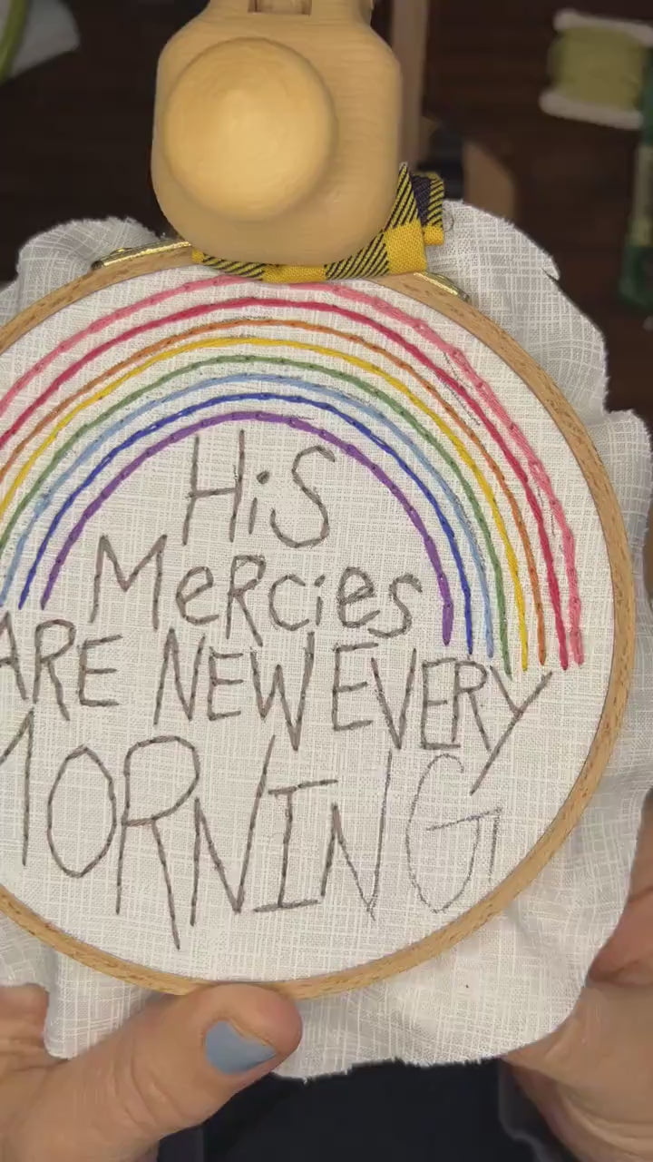 FULL DIY Embroidery Kit | Rainbow | Your Mercies are New Every Morning | Learn to Hand Embroider instructions & Videos | Mental Health Break