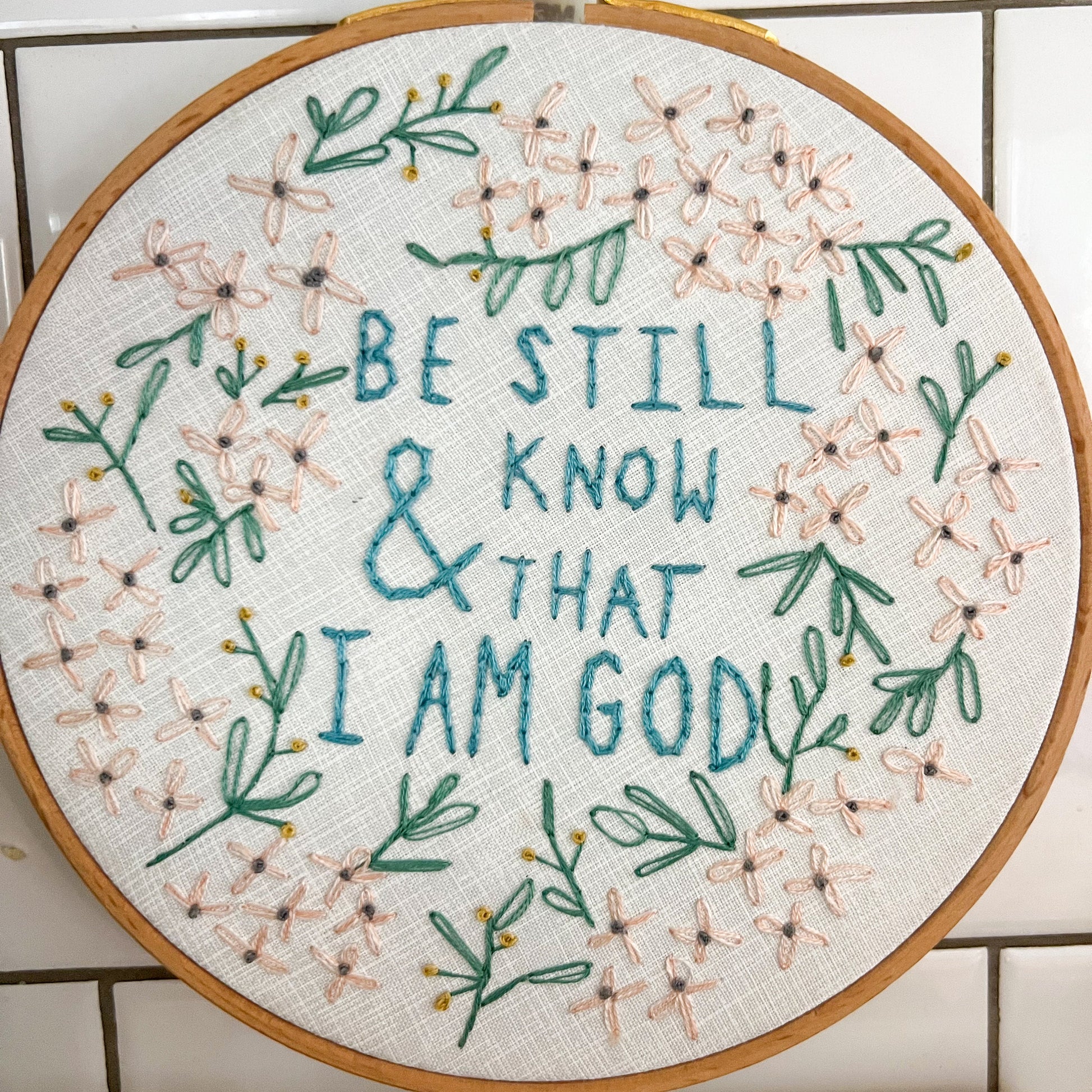 Hand Embroidery Hand Lettered Florals CUSTOM Design Hoop Wall Hanging Bible Verses Quotes Personal Encouraging Message Gift